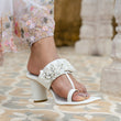 Kolas - White Kolhapuri Block Heels with Changeable Straps