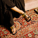 Kolas - Black Kolhapuri Block Heels with Changeable Straps