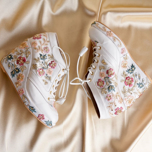 Royal Customizable Embroidered Sneaker Wedges | Tiesta