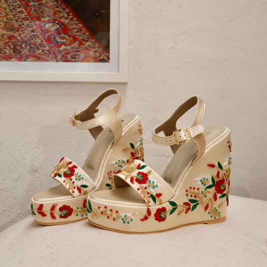 Bridal Hand Embroidered Wedges I Tiesta
