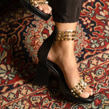 Stellar Black Studded Block Heels