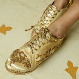 Begum Gold Bridal Sneaker Wedges - Customized Wedding Shoes I Tiesta