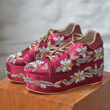 Begum Maroon Bridal Sneaker Wedges - Customized Wedding Shoes I Tiesta