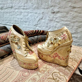 Gold Customizable Bridal Sneaker Wedges | Tiesta