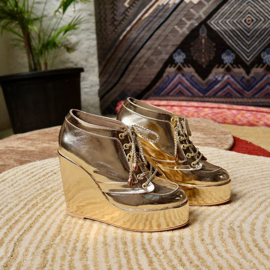 Sneaker wedges (Gold) Bridal shoes wedges
