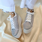 Begum White Bridal Sneaker Wedges - Customized Wedding Shoes