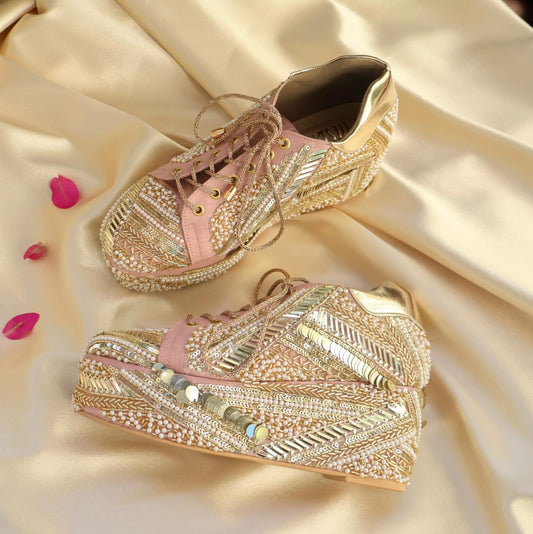 POPPY- Pink Bridal Sneaker Platform Wedges - Customized Wedding Sneakers