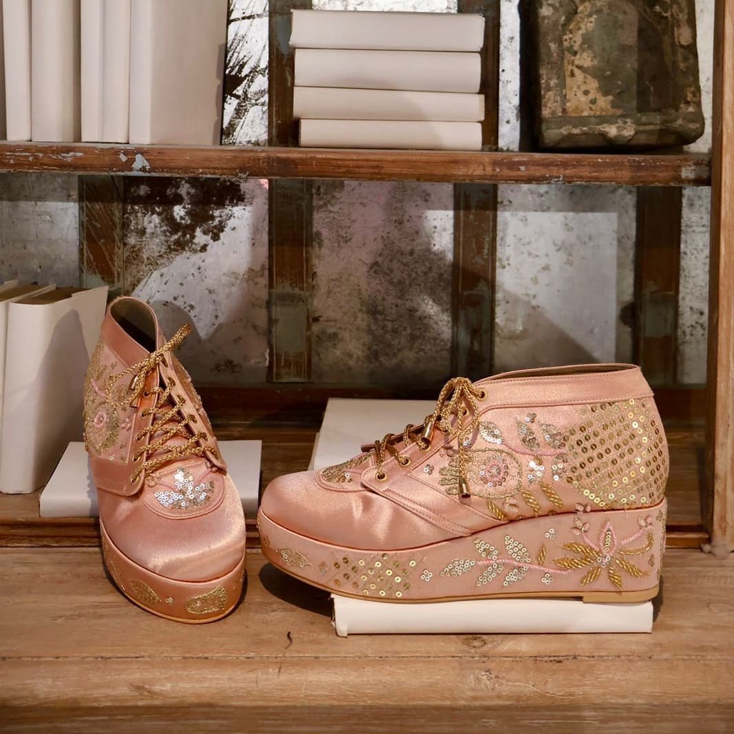 Pink Platform Sneaker Wedges | Tiesta Shoes