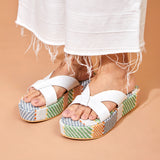 White Platform Wedge Slippers | Tiesta Shoes