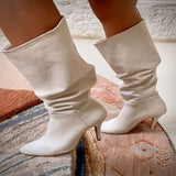 Alizeh (knee length boots white shoes heels )