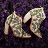 Bridal Swag (boots Blocks beige Embroidery Bridal wedding Shoes )