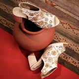 Zahara (hand embroidered, Gold blocks heels)