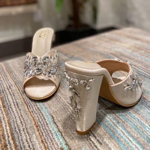 Buy Cream Stones And Pearls Heart Jute Heels by THE EPISODE Online at Aza  Fashions.