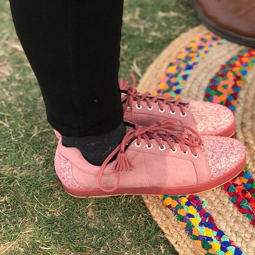 Glittery Tieskers (Pink) Wedges Platform Heels