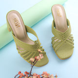 Green Strappy Block Heels | Tiesta Shoes