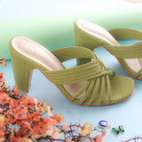 Green Strappy Block Heels | Tiesta Shoes
