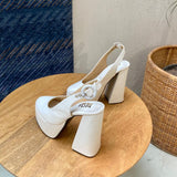IVES (white high block heels)