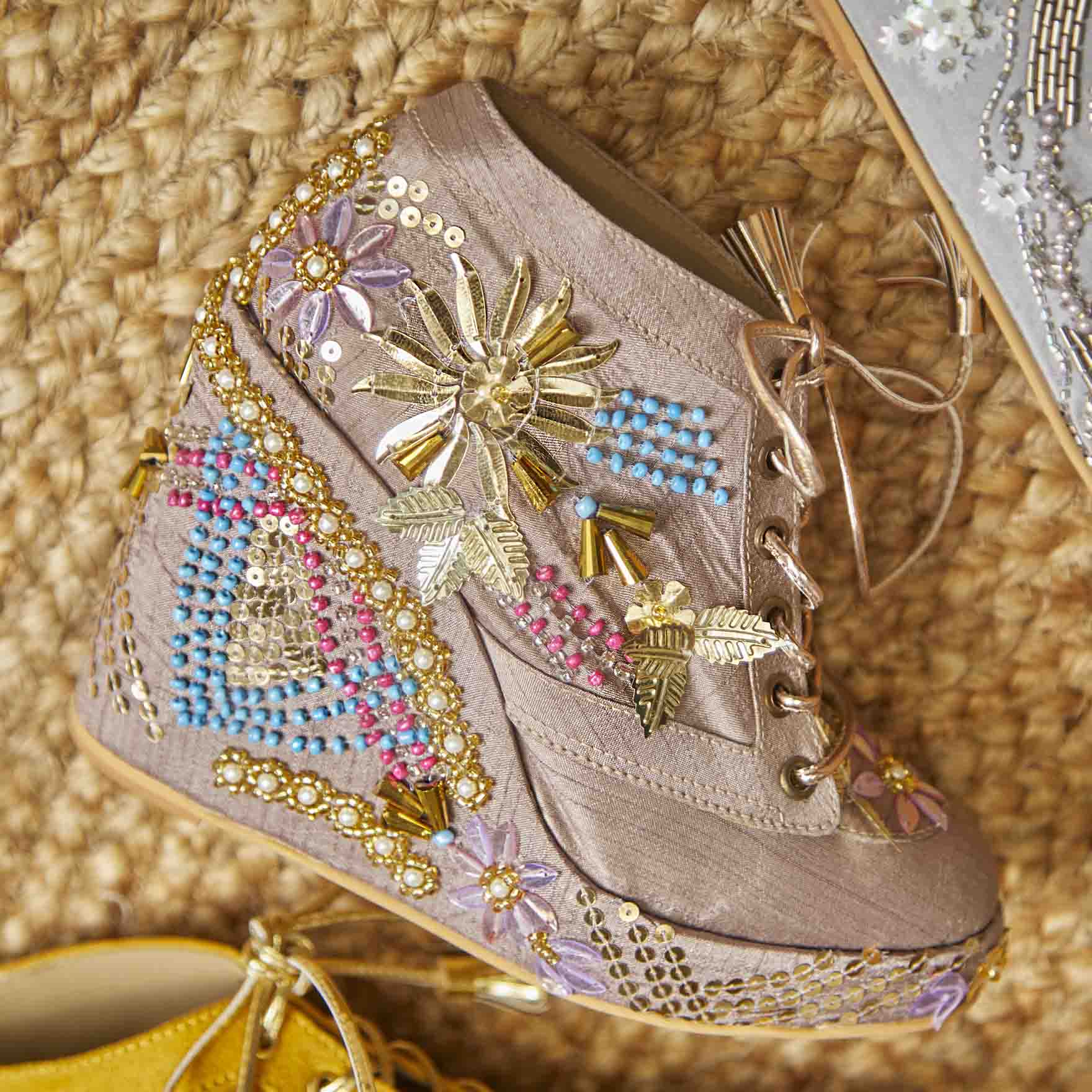 Copper Bridal Sneaker Wedges - Customized Wedding Shoes | Tiesta