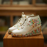 White Star Embroidered Bridal Sneaker Wedges - Customized Wedding Shoes | Tiesta