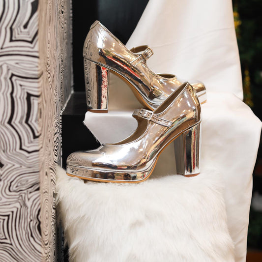 Caroline Silver Metallic Leather Rhinestone High Heel Sandals | Rhinestone high  heels, Sandals heels, Silver high heels