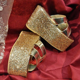 Wedgy Wed (High heel wedges , gold shimmer)