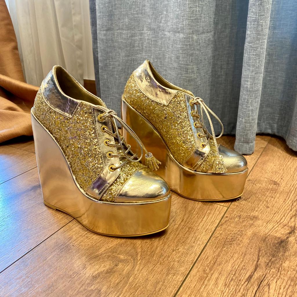 Sneaker wedge  (Gold) Bridal shoes wedges
