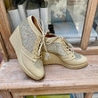 Beige Shimmer Light Gold Bridal Sneaker Wedges - Customized Wedding Shoes