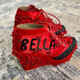 Red Black Bridal Sneaker Wedges - Customized Wedding Shoes | Tiesta