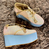 Begum Blue Shimmer Bridal Sneaker Wedges - Customized Wedding Shoes