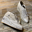 Ivory Bridal Sneaker Wedges with Gold Embroidery - Customized Wedding Shoes