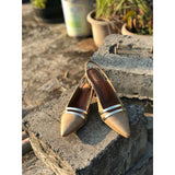 Blush Candy (Pointed Toe BLOCKS neutral gold heels)