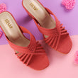 Pink Strappy Block Heels | Tiesta Shoes