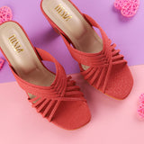 Pink Strappy Block Heels | Tiesta Shoes
