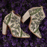 Bridal Swag (boots Blocks beige Embroidery Bridal wedding Shoes )