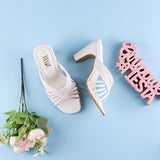 White Strappy Block Heels | Tiesta Shoes