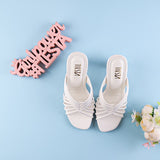 White Strappy Block Heels | Tiesta Shoes