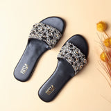 Jewel (Silver) Flats Crystal Black and silver stones