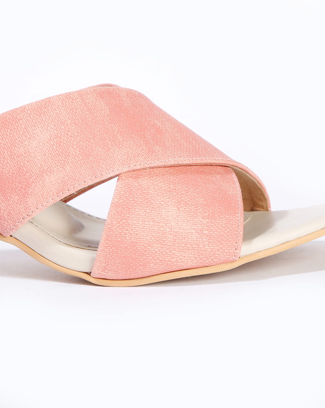 Buy Peach Plain Pamplona Scrunched Strap Heels by OROH Online at Aza  Fashions.