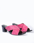 Criss-Cross Strappy Block Heels - Pink