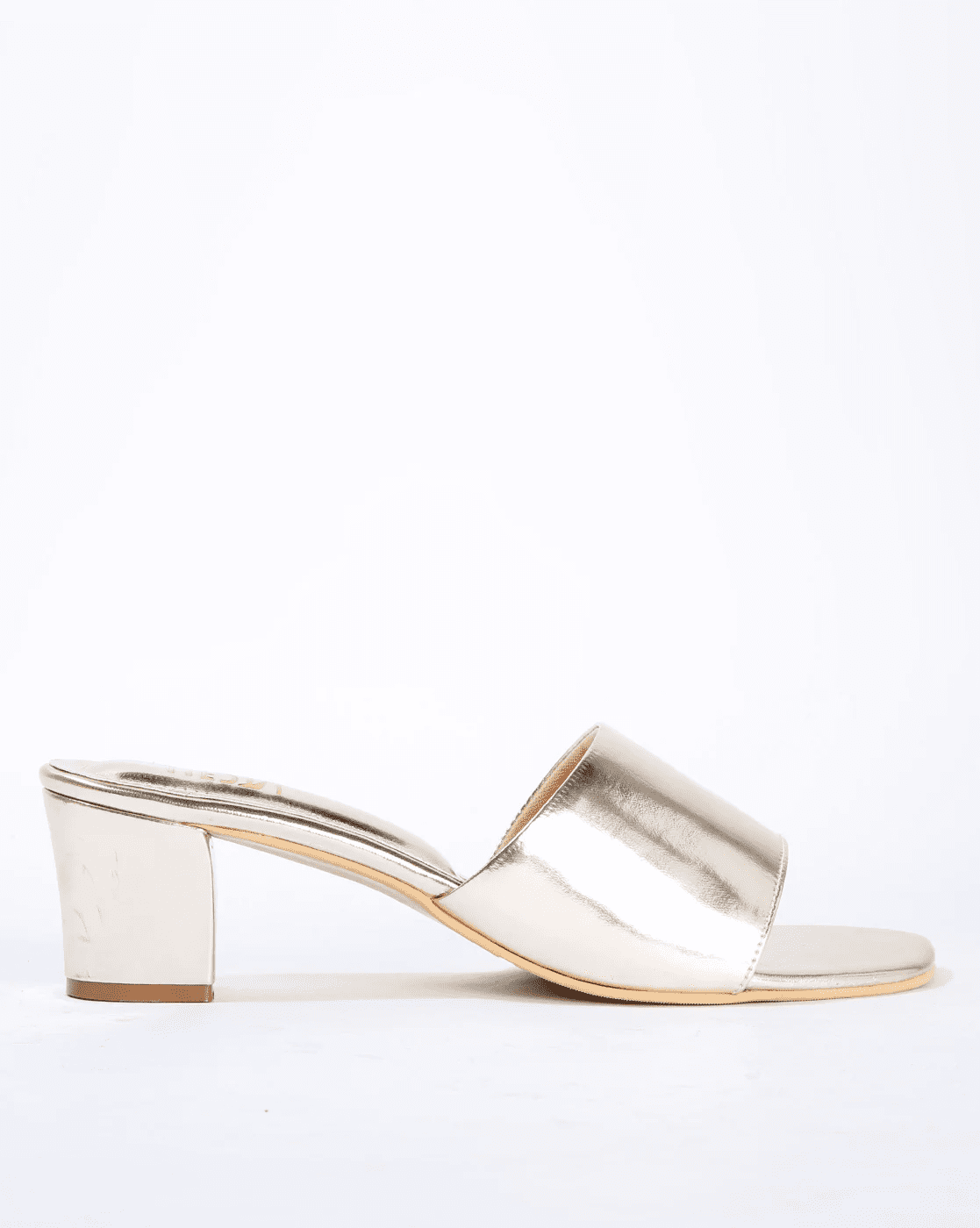 Eliza Silver Metallic Genuine Leather Two Piece Mid Heel with Ankle Strap  and Buckle – Aerosoles