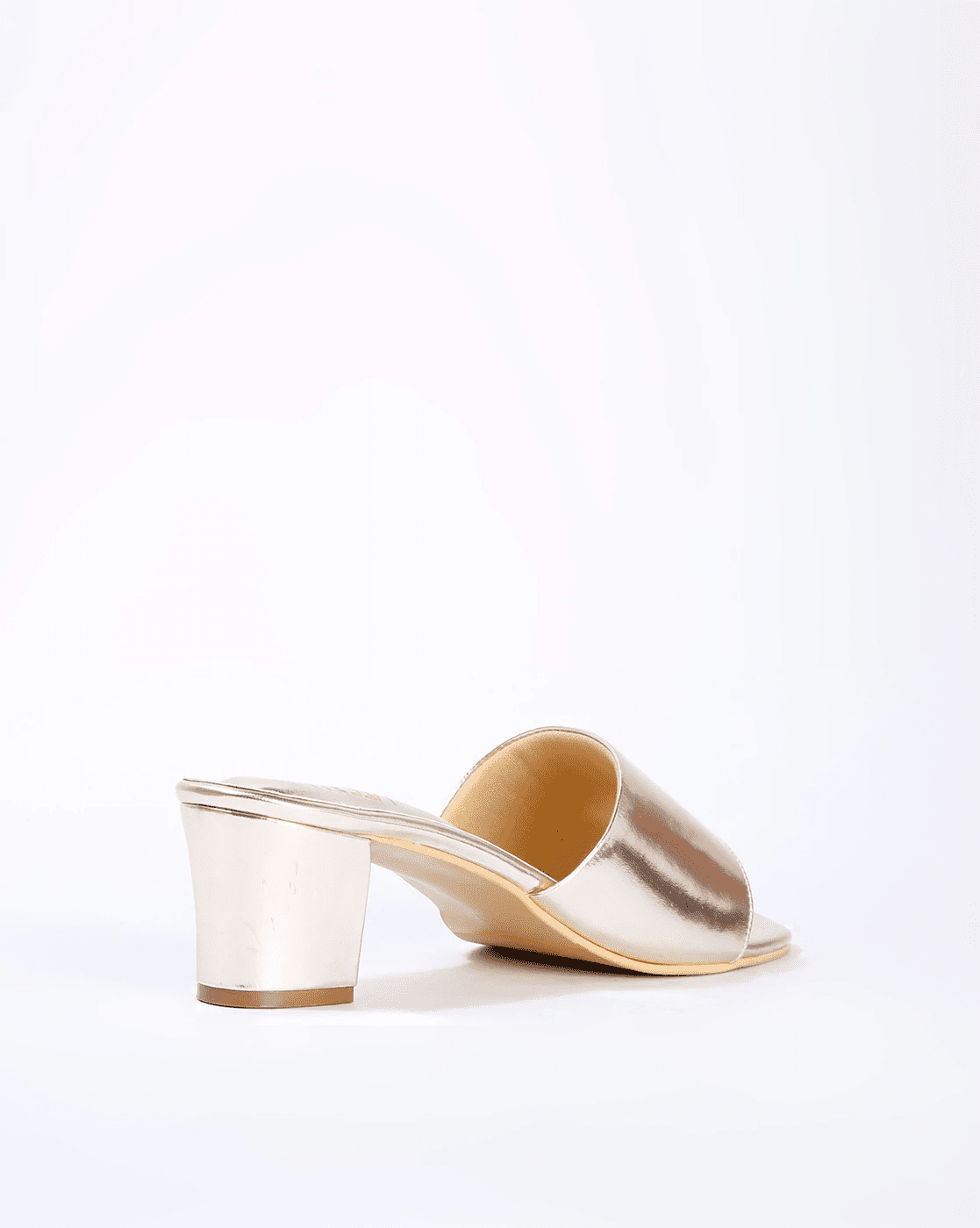 Metallic Chunky Heeled Sandals - Lightgold block