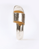 Metallic Chunky Heeled Sandals - Lightgold block