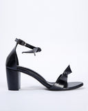 Ankle-Strap Chunky Heeled Knot Sandals - Black