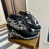 Black Bridal Sneaker Wedges - Customized Wedding Shoes