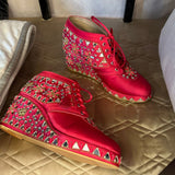 Pink Mirror Work Bridal Sneaker Wedges - Customized Wedding Shoes | Tiesta