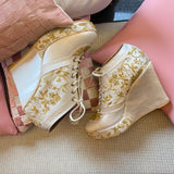 Sneaker wedge (Beige Gold) Bridal shoes wedges
